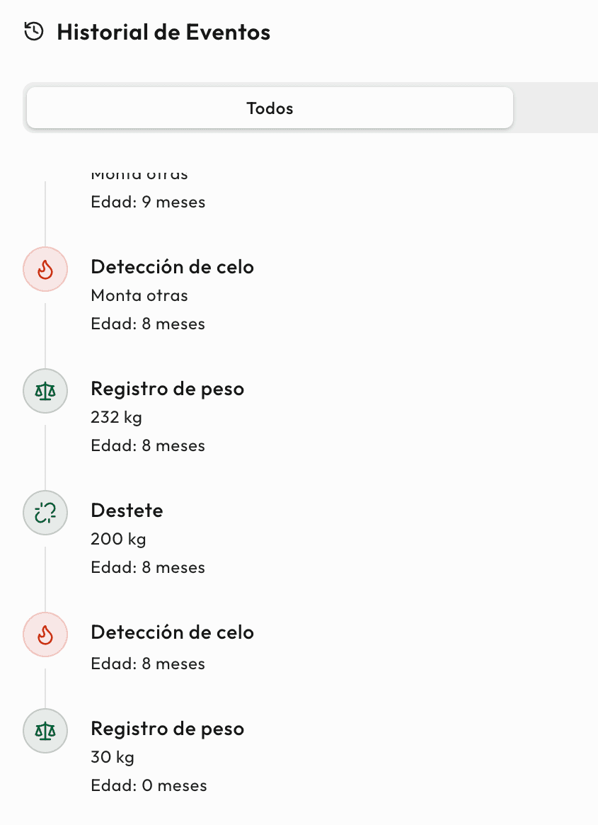 Menú de historial para seguimiento de decisiones y reportes